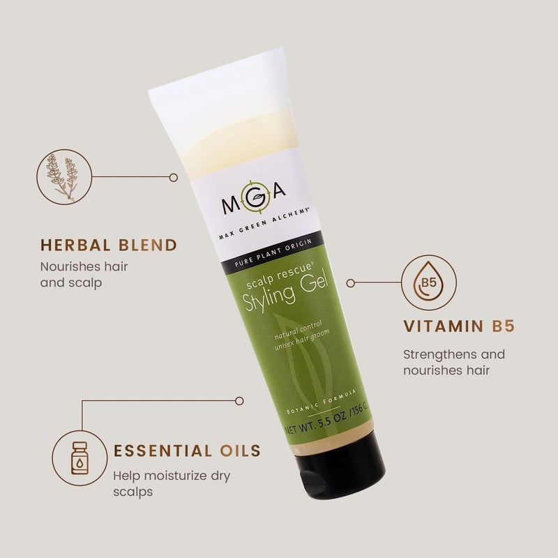 Max Green Alchemy MGA Vegan Hair Styling Gel - Scalp Rescue Organic Formula for Flexible & Natural Hair Style | Curly Hair Products for Men & Women Provides Frizz Control | Alcohol Free & Color Safe Hair Gel, 5.5 Fl Oz - Image 3
